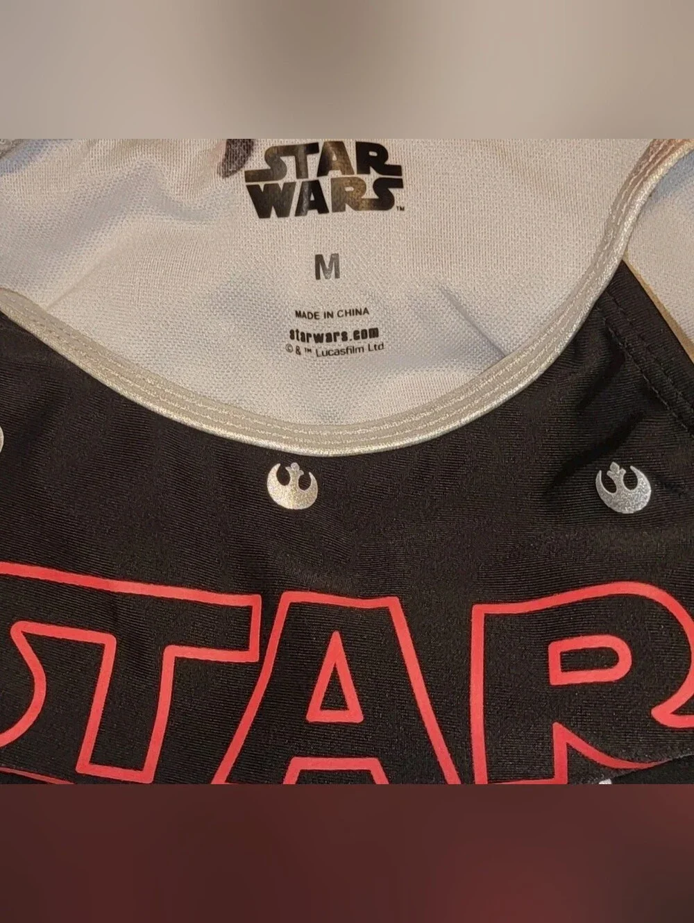 Star Wars Girls Black Red Silver Rebel Alliance Starbird Bathing Swim Suit MED